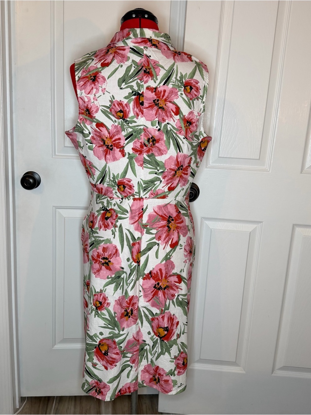 T Tahari Floral Sleeveless Linen Blend Dress Women size 14 - Picture 4 of 7